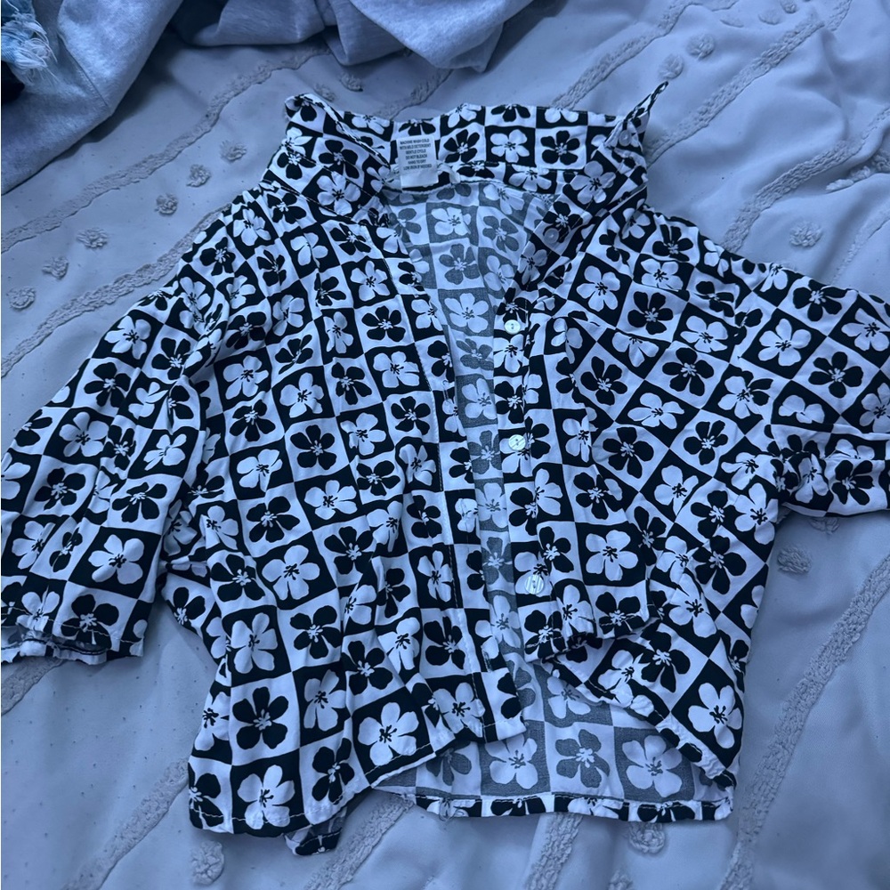 cropped button up